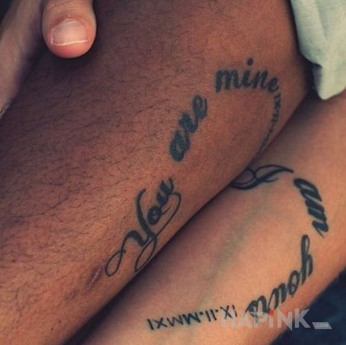 Tattoo Dla pary in Love motif on the forearm