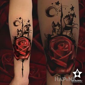 Tattoo Small but crazy ;) on the forearm motif: colorful style: graphic / illustrative