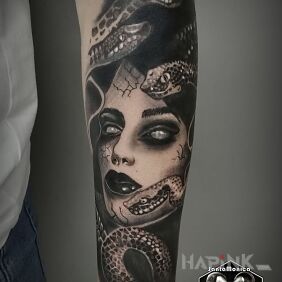 Tattoo Adderall on the forearm motif: faces style: realistic