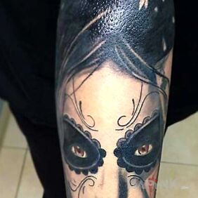 Tattoo Santa Muerte? on the forearm motif: demons style: realistic