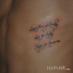 Tattoo Inscription idea on the ribs motif: lettering