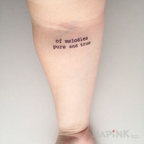 Tattoo Pure and true on the forearm motif: lettering style: calligraphy