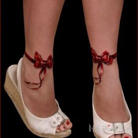 Tattoo Ribbons on the calf motif: Love
