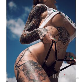 Tattoo Tight briefs underboob motif: flowers style: graphic / illustrative