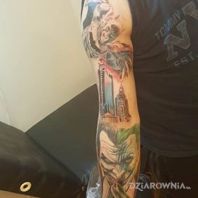 Tatuaż Batman i joker na przedramieniu motyw: rękawy