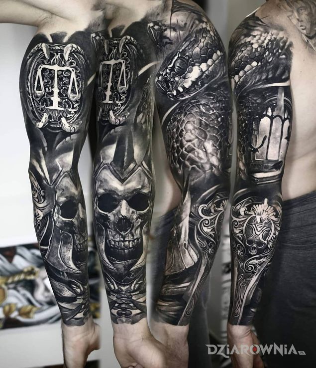 Tatuaż dziki gon w motywie czarno-szare i stylu realistyczne na przedramieniu