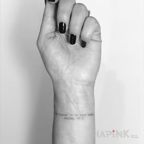 Tattoo My future on the wrist motif: lettering style: calligraphy