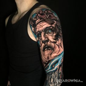 Tatuaż Bogowie greccy - zeus na ramieniu motyw: 3D styl: realistyczne