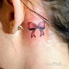 Tattoo Cocard behind the ear motif: colorful style: minimalistic