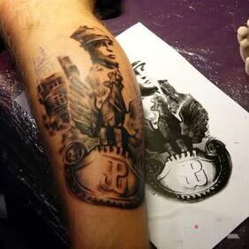 Tattoo Polish soldier on the forearm motif: patriotic