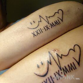 Tattoo Mine and my love on the forearm motif: Love style: minimalistic