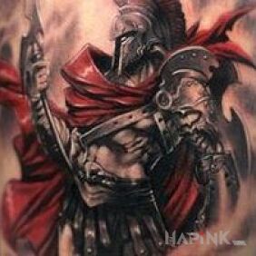 Tattoo Spartan on the upper arm motif: characters