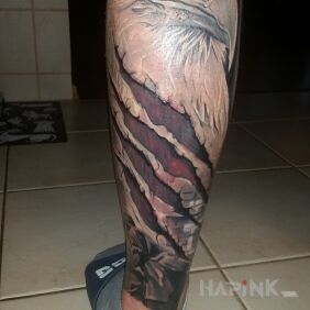Tattoo Poland Fighting on the calf motif: 3D style: realistic