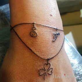 Tattoo Delicate design from the customer on the wrist motif: other style: minimalistic