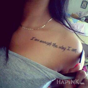 Tattoo Clavicle inscription on the collarbone motif: lettering