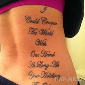 Tattoo It's always better together on the ribs motif: lettering style: calligraphy