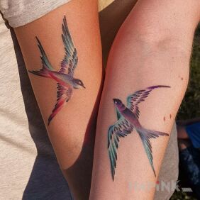 Tattoo Birds on the forearm motif: animals style: graphic / illustrative