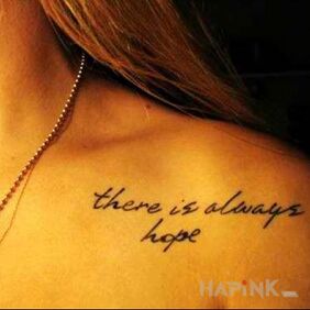 Tattoo Inscription with a cool font on the collarbone motif: lettering