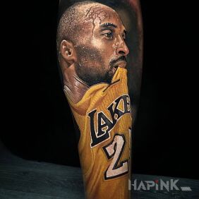 Tattoo Kobe bryant on the calf motif: 3D style: realistic