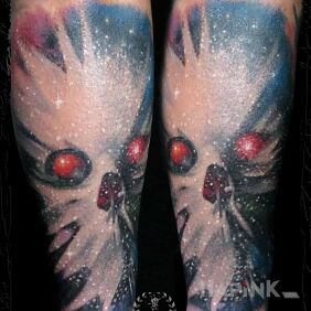 Tattoo Ali Gulec / ikiiki on the forearm motif: demons style: realistic