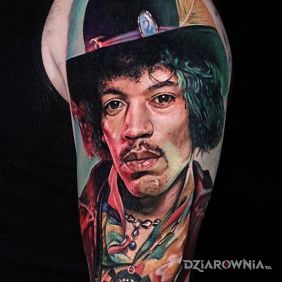 Tatuaż Jimi Hendrix na ramieniu motyw: postacie