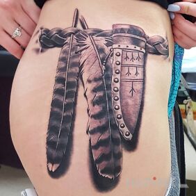 Tattoo Indian woman on the leg motif: 3D