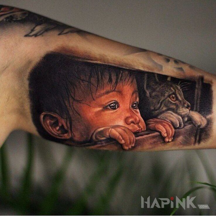 Tattoo Tacy sami :) in 3D motif and realistic style on the upper arm