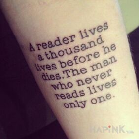 Tattoo A fan of books and its many incarnations on the forearm motif: lettering style: calligraphy