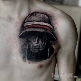 Tattoo Cover - Insurgent on the chest motif: black and gray style: graphic / illustrative
