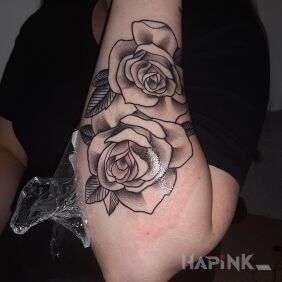 Tattoo Roses on the forearm motif: flowers style: graphic / illustrative