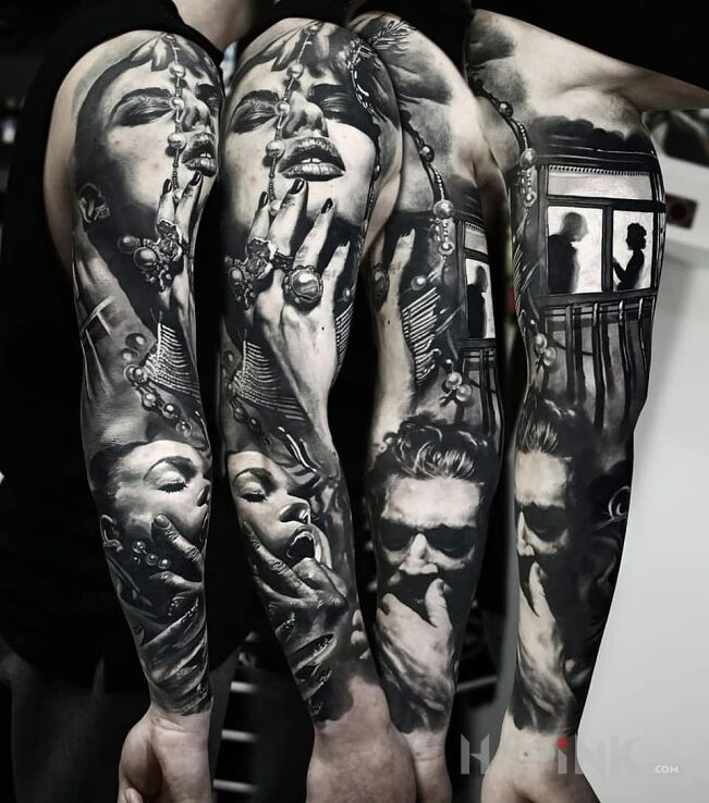 Tattoo Realizm, realizm i jeszcze raz realizm in characters motif and realistic style on the upper arm