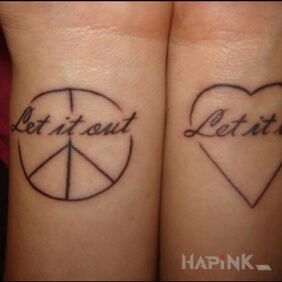 Tattoo Peace and love on the wrist motif: other