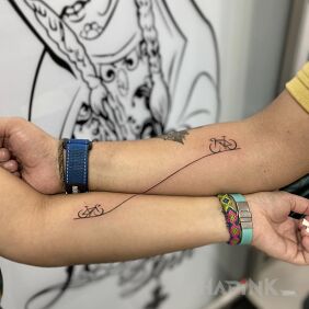 Tattoo Bicycle enthusiasts on the forearm motif: Love style: minimalistic