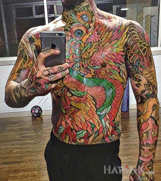 Tattoo Witraże in sleeves motif and graphic / illustrative style on the forearm