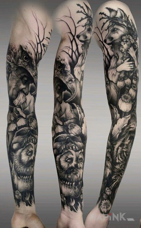 Tattoo Postaci jak z bajki in animals motif and graphic / illustrative style on the forearm