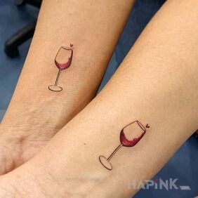 Tattoo After a glass of wine :) on the wrist motif: Love style: minimalistic