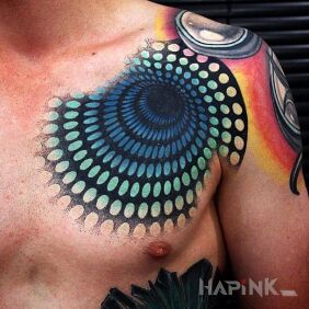 Tattoo 3D Vortex on the chest motif: 3D