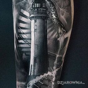 Tatuaż Latarnia na przedramieniu motyw: 3D
