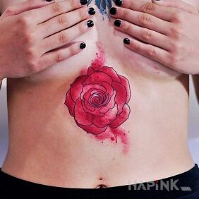 Tattoo Rose on the stomach motif: colorful style: Watercolor