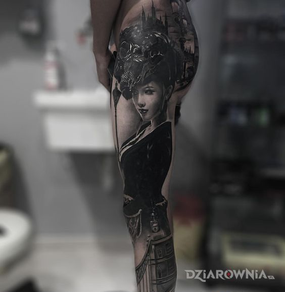 Tatuaż panienka w motywie 3D i stylu realistyczne na przedramieniu