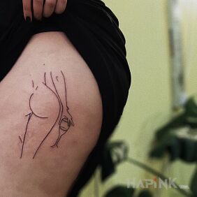 Tattoo Contoured bottom on the leg motif: other style: minimalistic