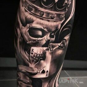 Tattoo Calus on the calf motif: faces style: realistic