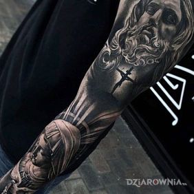 Tatuaż Jezus Chrystus na ramieniu motyw: twarze styl: realistyczne