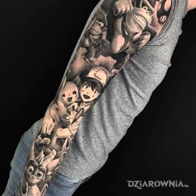 Tatuaż Postaci z gier wideo na przedramieniu motyw: 3D styl: kreskówkowe / komiksowe