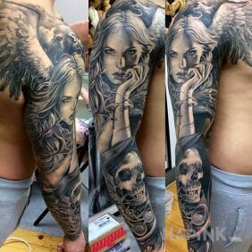 Tattoo Angel on the upper arm motif: sleeves