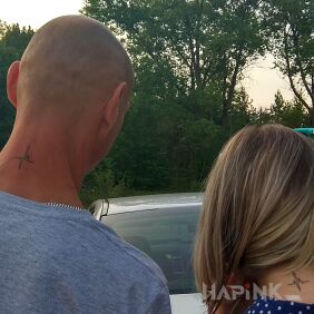 Tattoo "Rings" on the nape motif: Love style: minimalistic