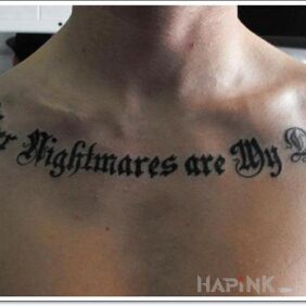 Tattoo Cool font on the collarbone motif: lettering