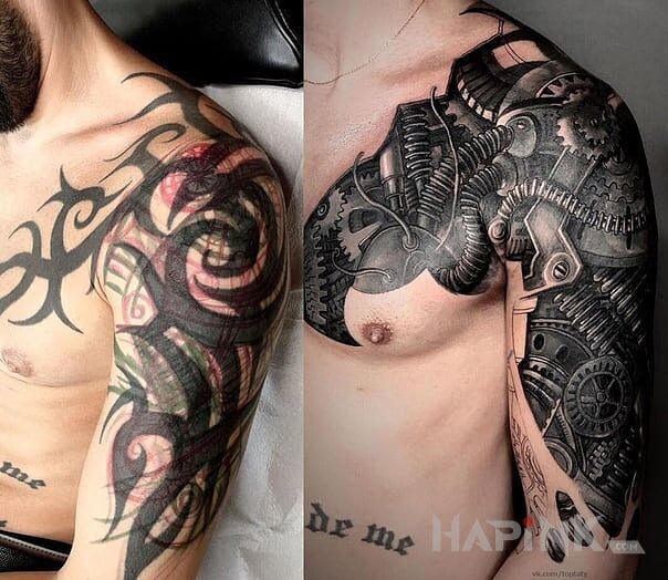 Tattoo Doskonały cover in 3D motif and realistic style on the collarbone