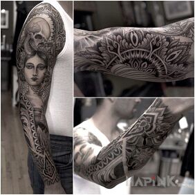Tattoo The lady in the sleeve on the forearm motif: sleeves