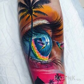 Tattoo Hummingbird on the forearm motif: 3D style: realistic